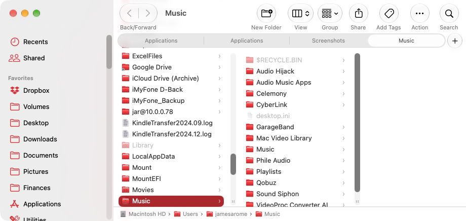 macOS Finder Column View